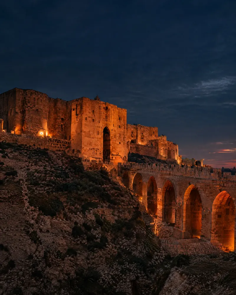 The Citadel of Aleppo at dusk